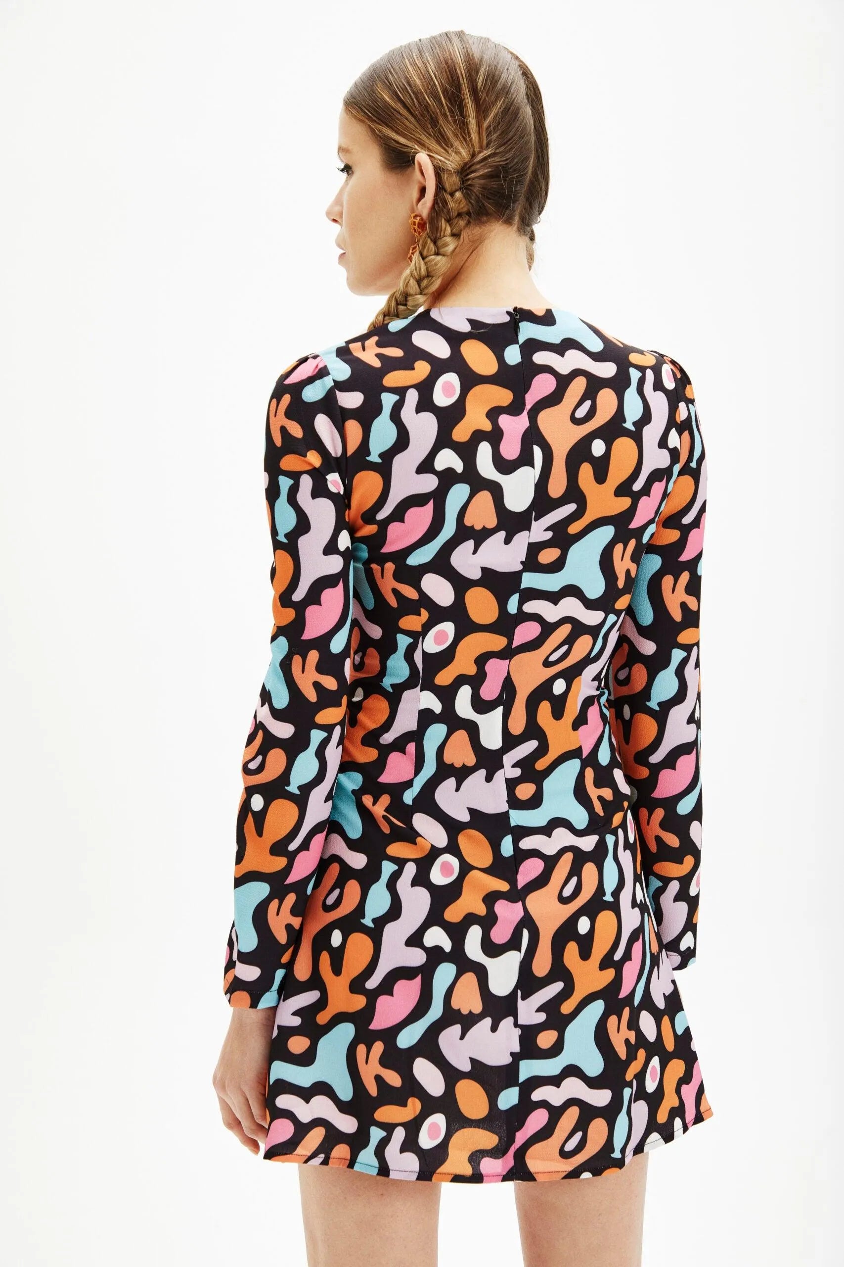 Vestido mini estampado - ECRU