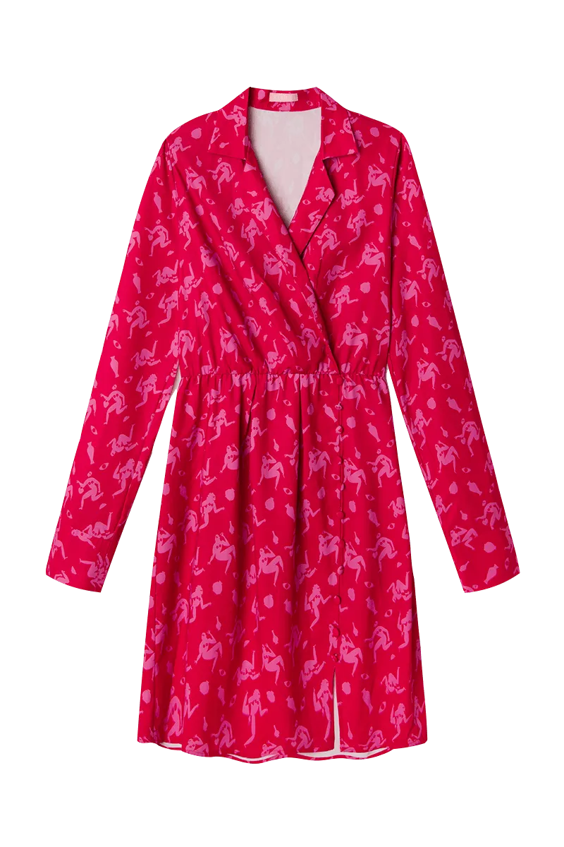 Vestido mini manga larga siluetas - ECRU