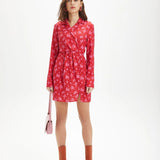 Vestido mini manga larga siluetas - ECRU