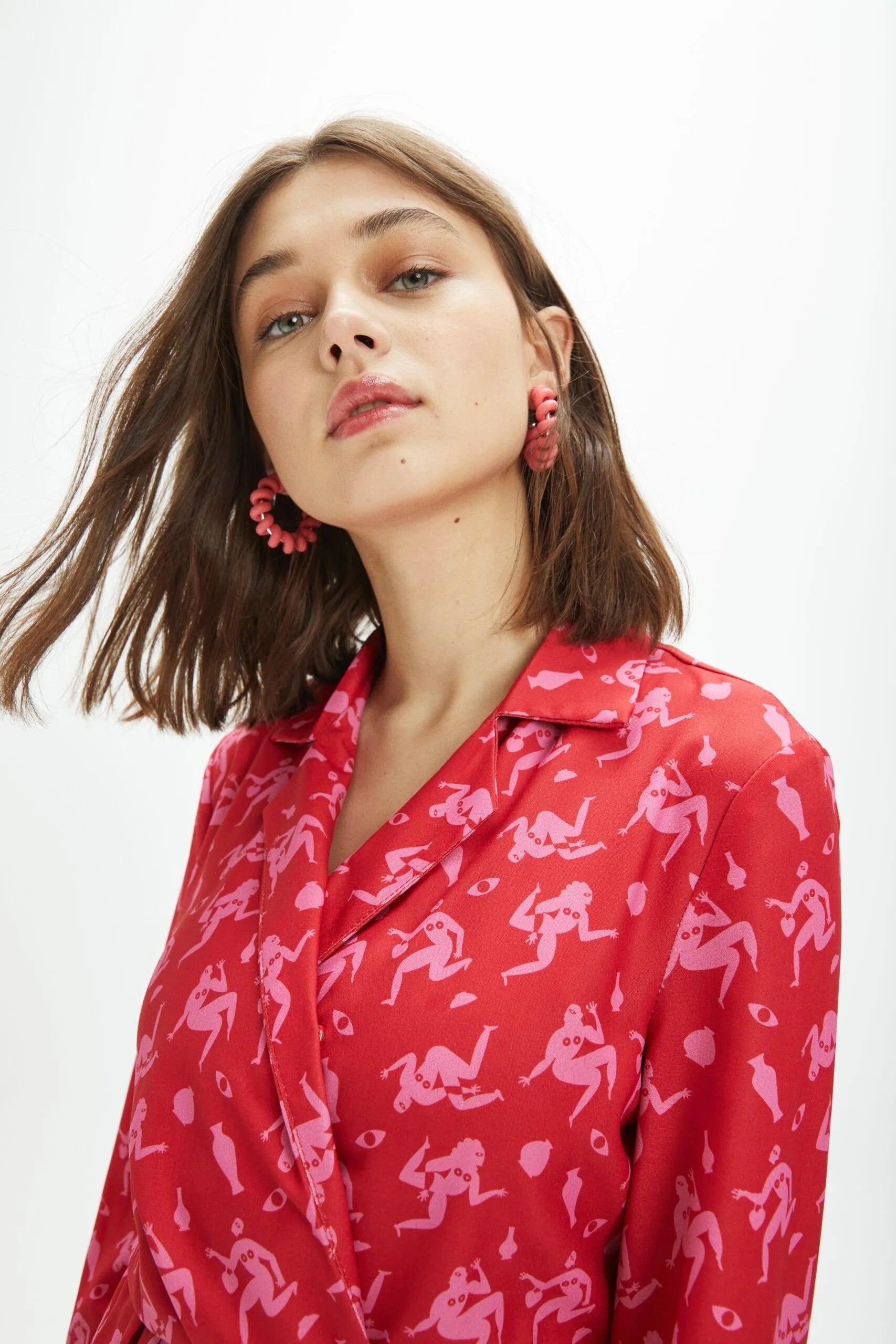 Vestido mini manga larga siluetas - ECRU