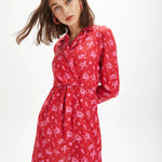 Vestido mini manga larga siluetas - ECRU