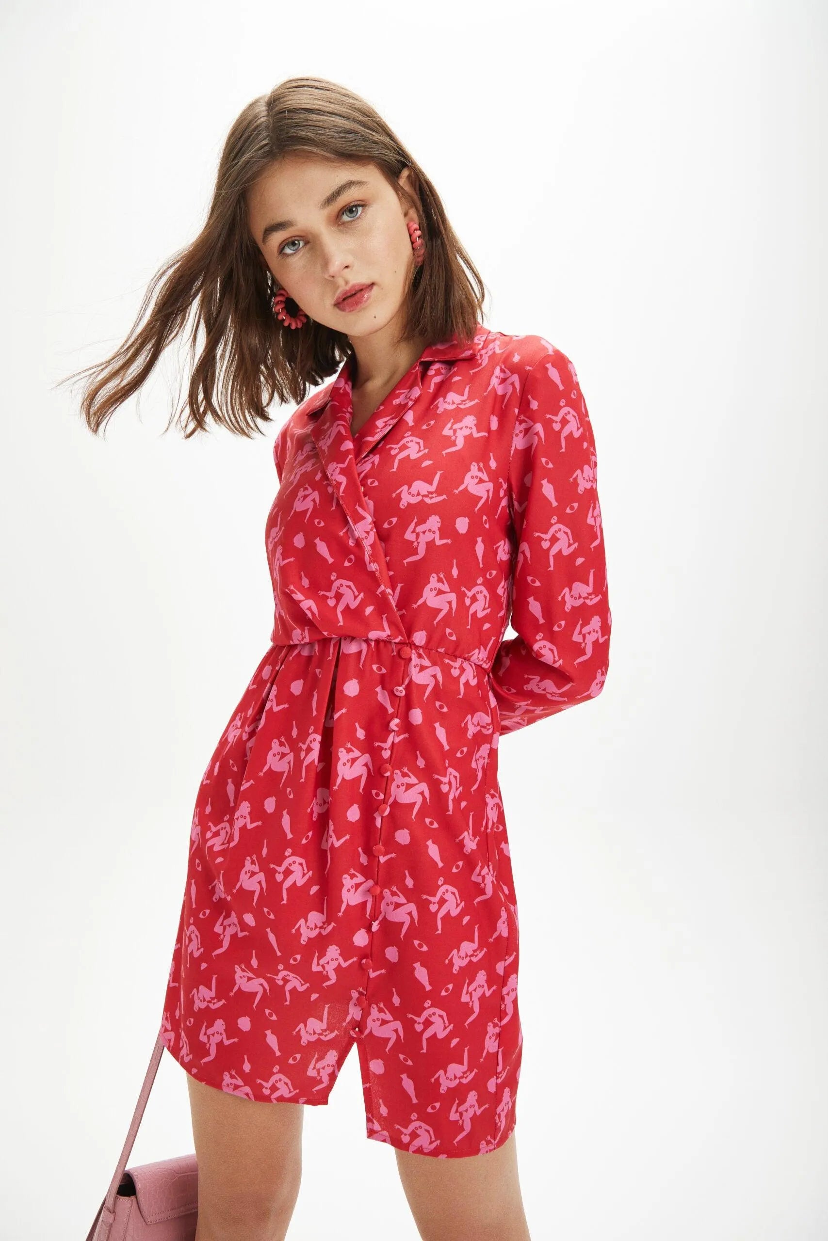 Vestido mini manga larga siluetas - ECRU