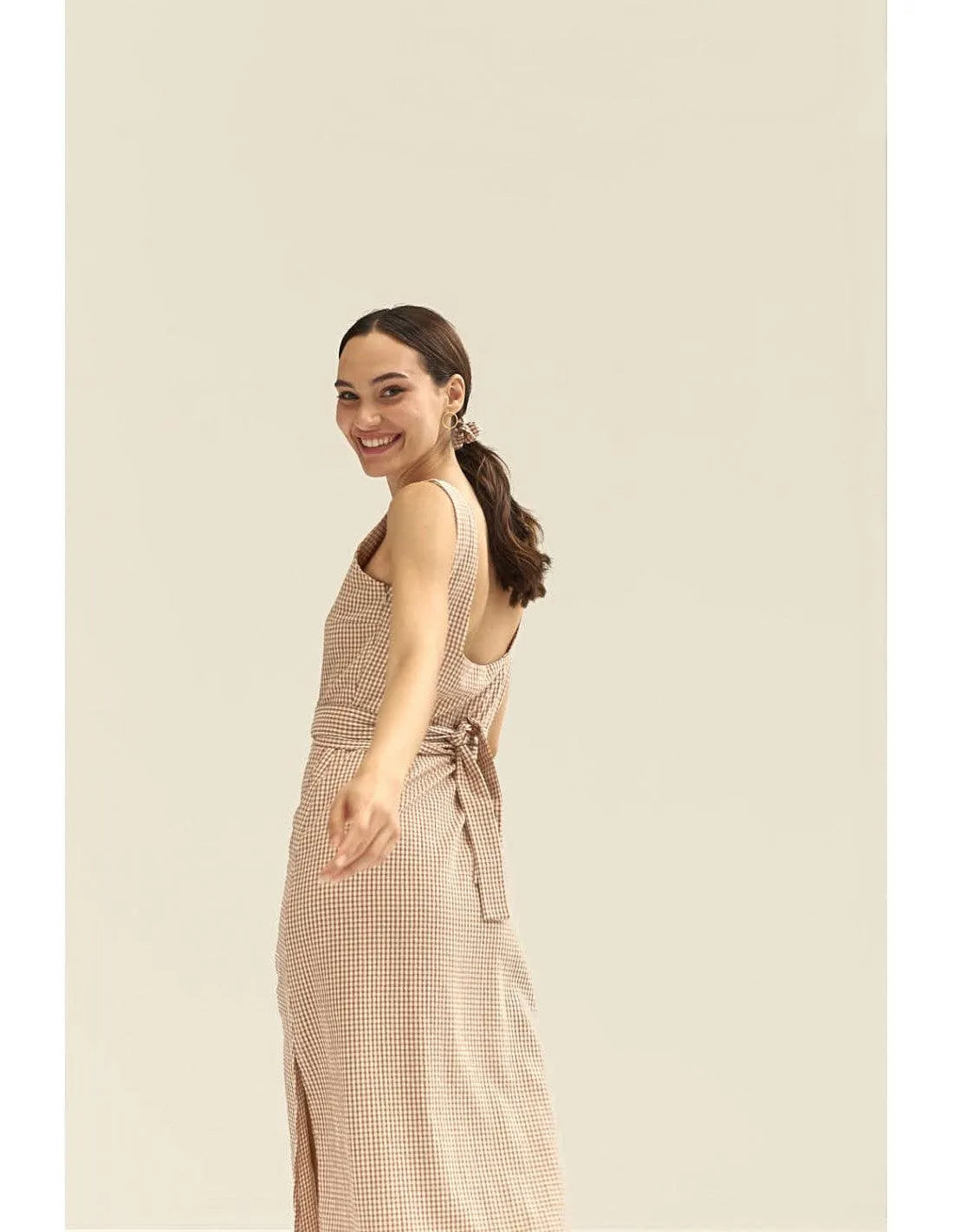 Vestido Mus&Bombon Jolo Midi en Vichy Rosa - ECRU