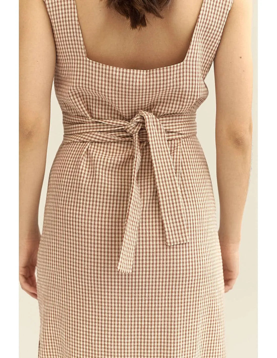 Vestido Mus&Bombon Jolo Midi en Vichy Rosa - ECRU