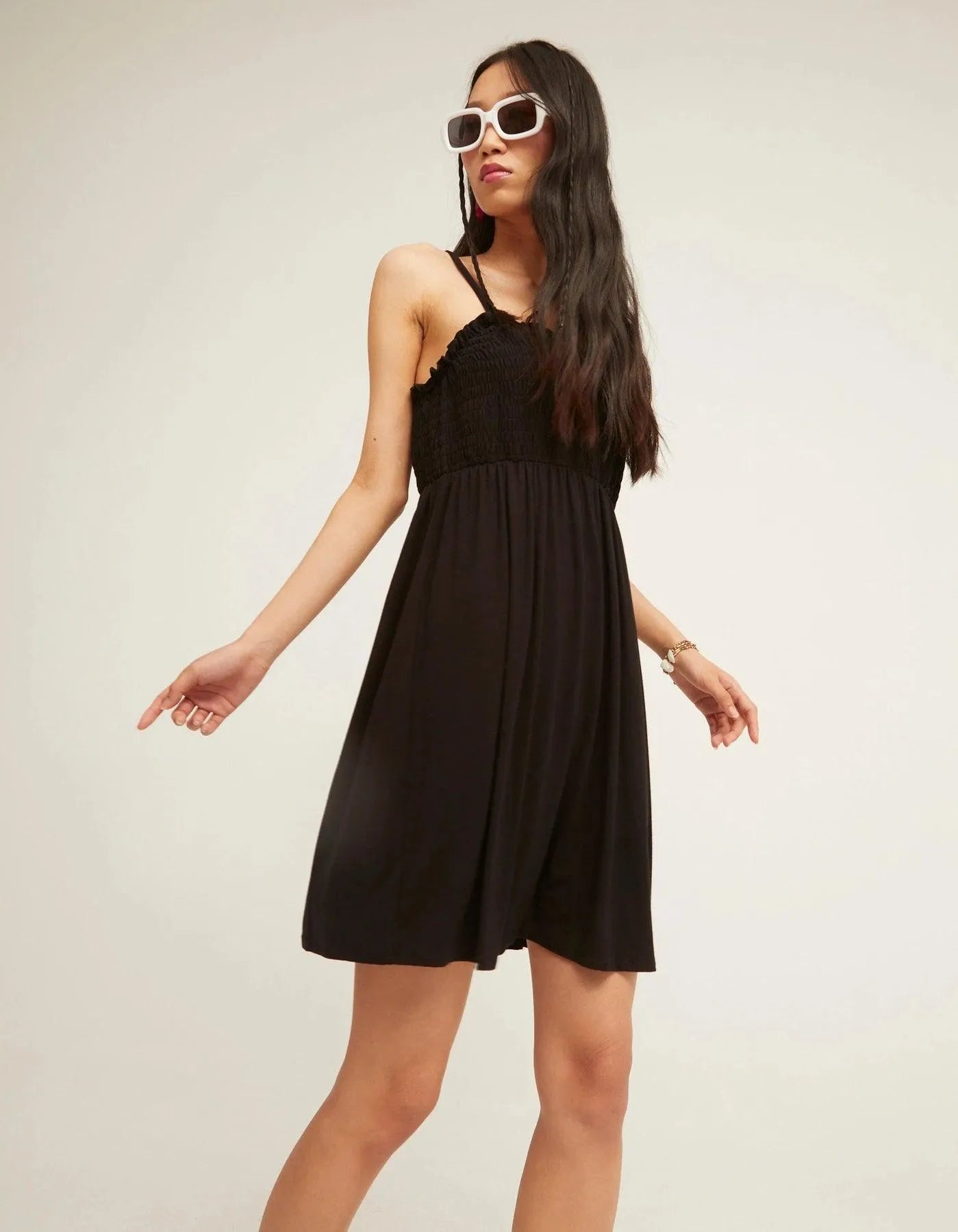 Vestido Nido de Abeja Negro - ECRU