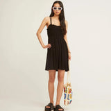 Vestido Nido de Abeja Negro - ECRU