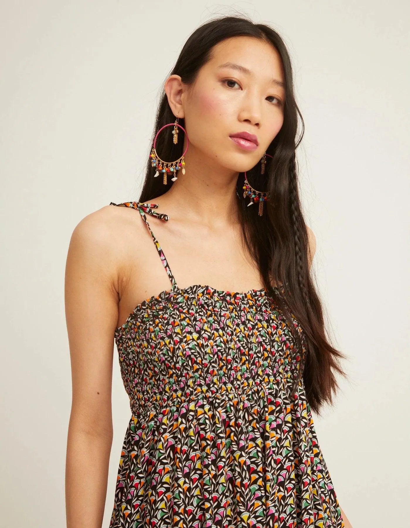 Vestido Nido de Abeja Ocean Multi - ECRU