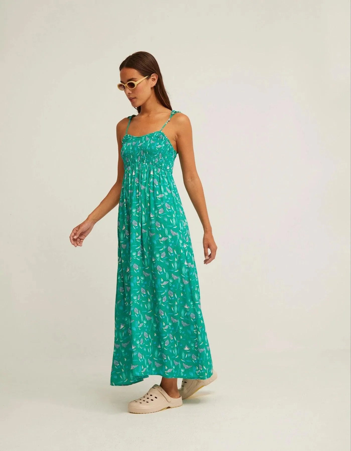Vestido Nido de Abeja Ocean Vert - ECRU
