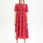 Vestido nido de abeja siluetas - ECRU