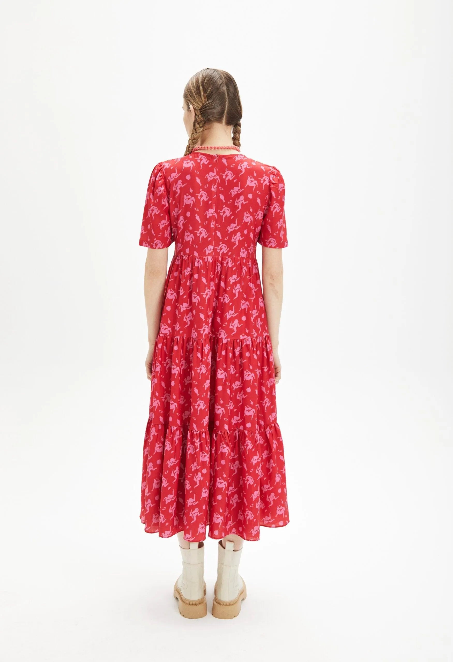 Vestido nido de abeja siluetas - ECRU