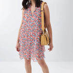 Vestido plisado con microprint - ECRU