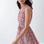 Vestido plisado con microprint - ECRU