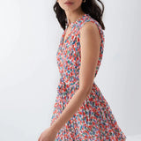 Vestido plisado con microprint - ECRU