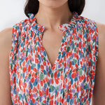 Vestido plisado con microprint - ECRU