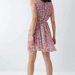 Vestido plisado con microprint - ECRU