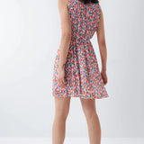 Vestido plisado con microprint - ECRU