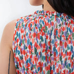 Vestido plisado con microprint - ECRU