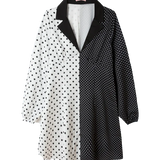 Vestido satinado lunares - ECRU