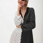 Vestido satinado lunares - ECRU