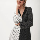 Vestido satinado lunares - ECRU