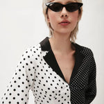 Vestido satinado lunares - ECRU