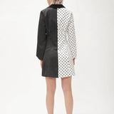 Vestido satinado lunares - ECRU