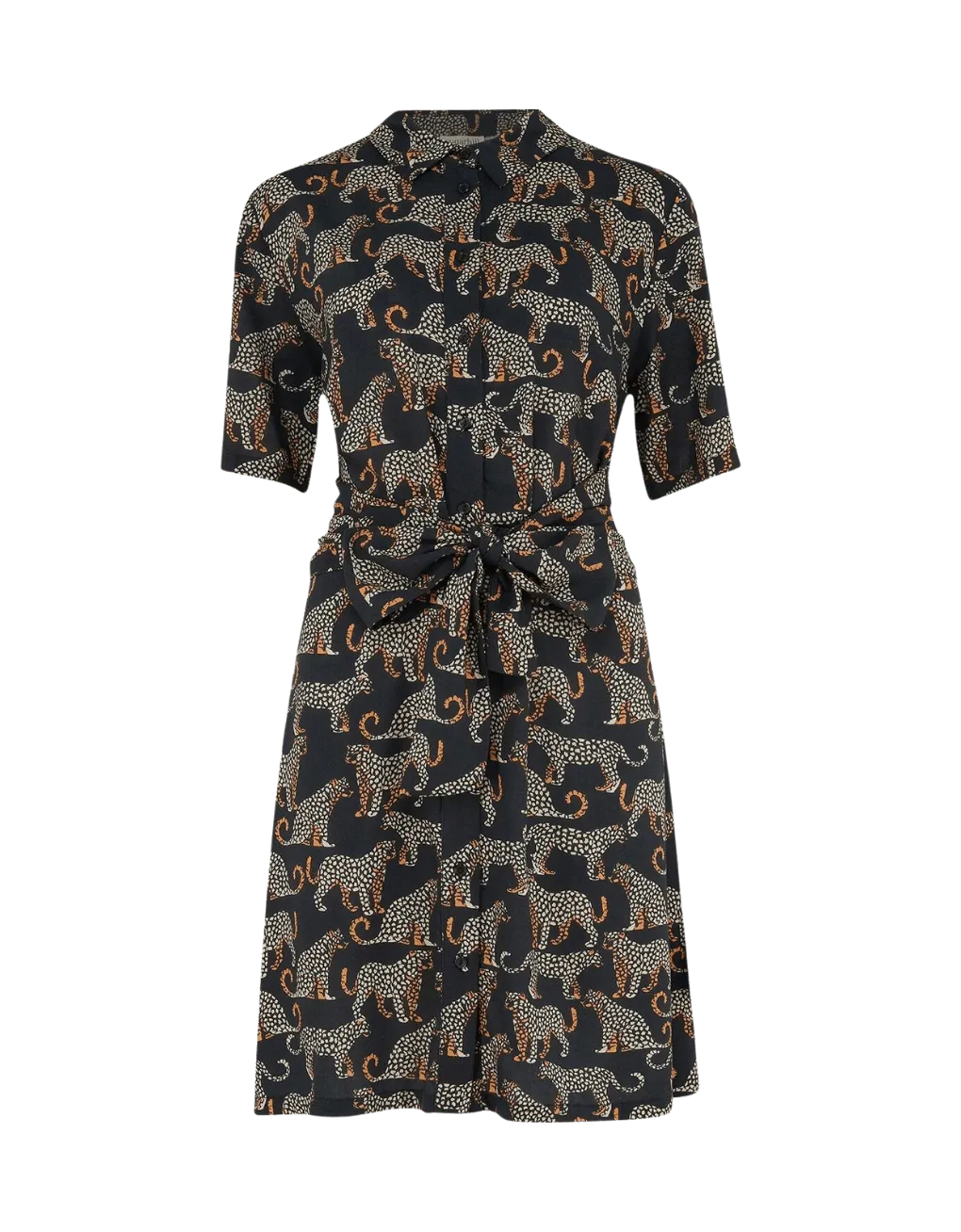 Vestido Sugarhill Camisero Dessie Black Leopard Spots - ECRU