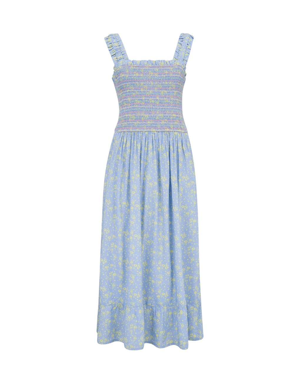 Vestido Sugarhill Ember Shirred Blue Lemon Star Meadow - ECRU