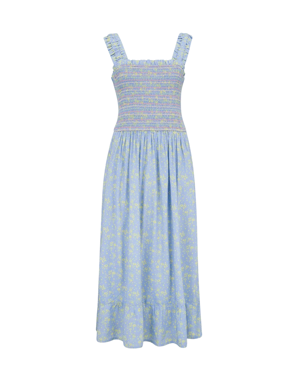 Vestido Sugarhill Ember Shirred Blue Lemon Star Meadow - ECRU