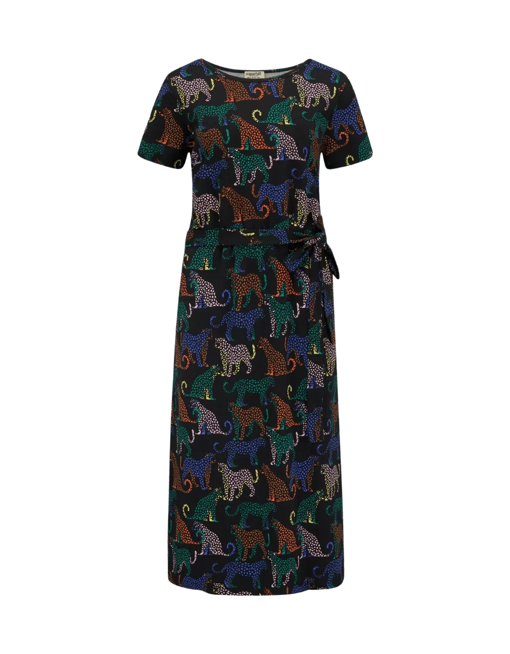 Vestido Sugarhill Flissy Jersey Black Colourful Leopard Spots - ECRU