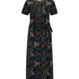 Vestido Sugarhill Flissy Jersey Black Colourful Leopard Spots - ECRU