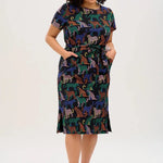 Vestido Sugarhill Flissy Jersey Black Colourful Leopard Spots - ECRU