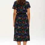 Vestido Sugarhill Flissy Jersey Black Colourful Leopard Spots - ECRU