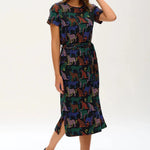Vestido Sugarhill Flissy Jersey Black Colourful Leopard Spots - ECRU