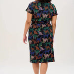 Vestido Sugarhill Flissy Jersey Black Colourful Leopard Spots - ECRU