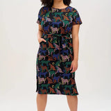 Vestido Sugarhill Flissy Jersey Black Colourful Leopard Spots - ECRU