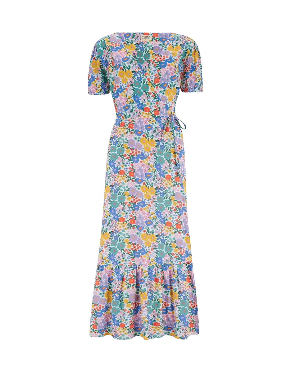 Vestido Sugarhill Jameela Midi Wrap Multi Busy Floral - ECRU