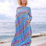 Vestido Suki Smock Blue Sliding Hearts - ECRU