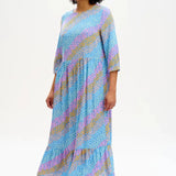 Vestido Suki Smock Blue Sliding Hearts - ECRU