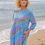 Vestido Suki Smock Blue Sliding Hearts - ECRU