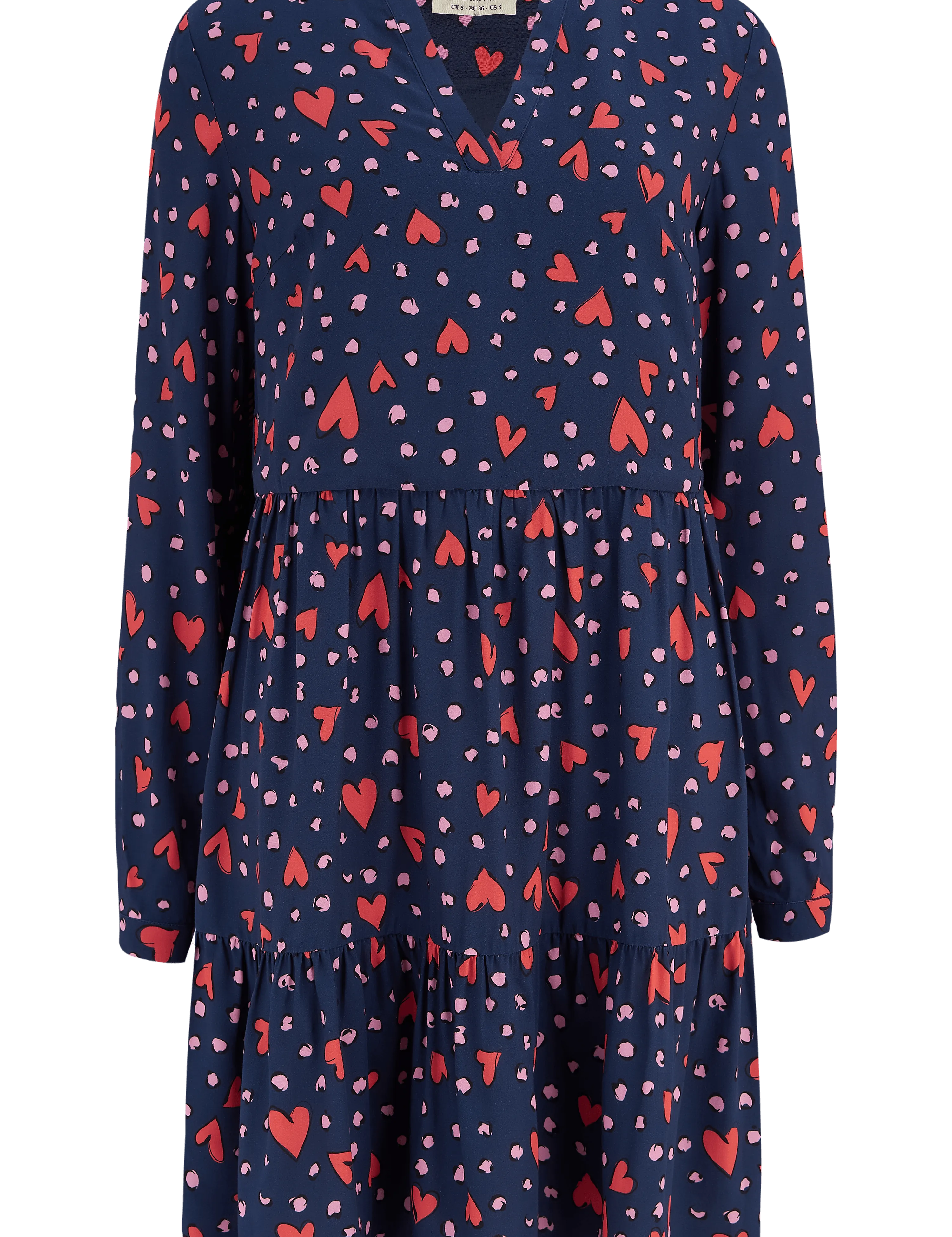 Vestido Thea Smock Azul marino, corazón de leopardo - ECRU