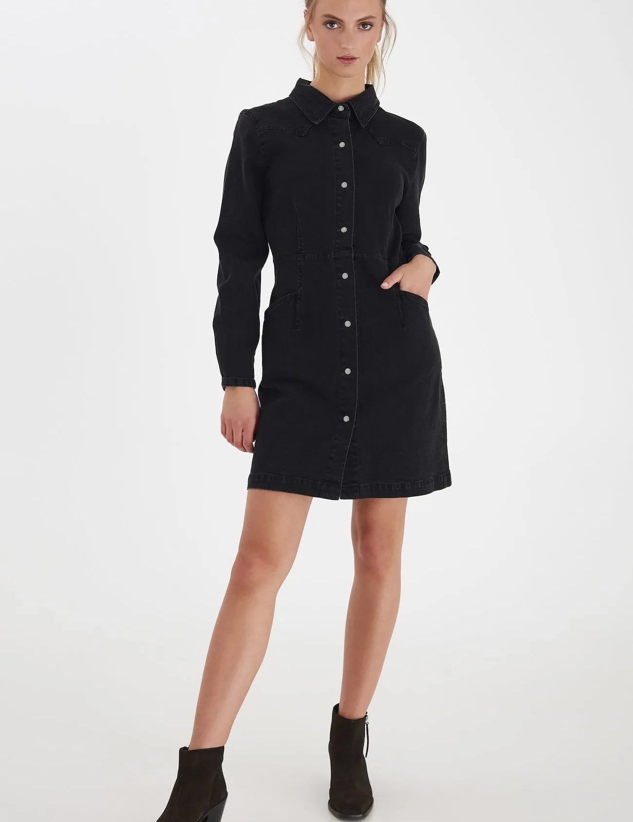 Vestido Vaquero Negro Olina - ECRU