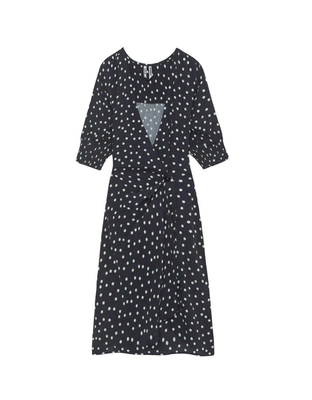 Vestido Wild Pony Corto Cruzado con Estampado De Lunares - ECRU