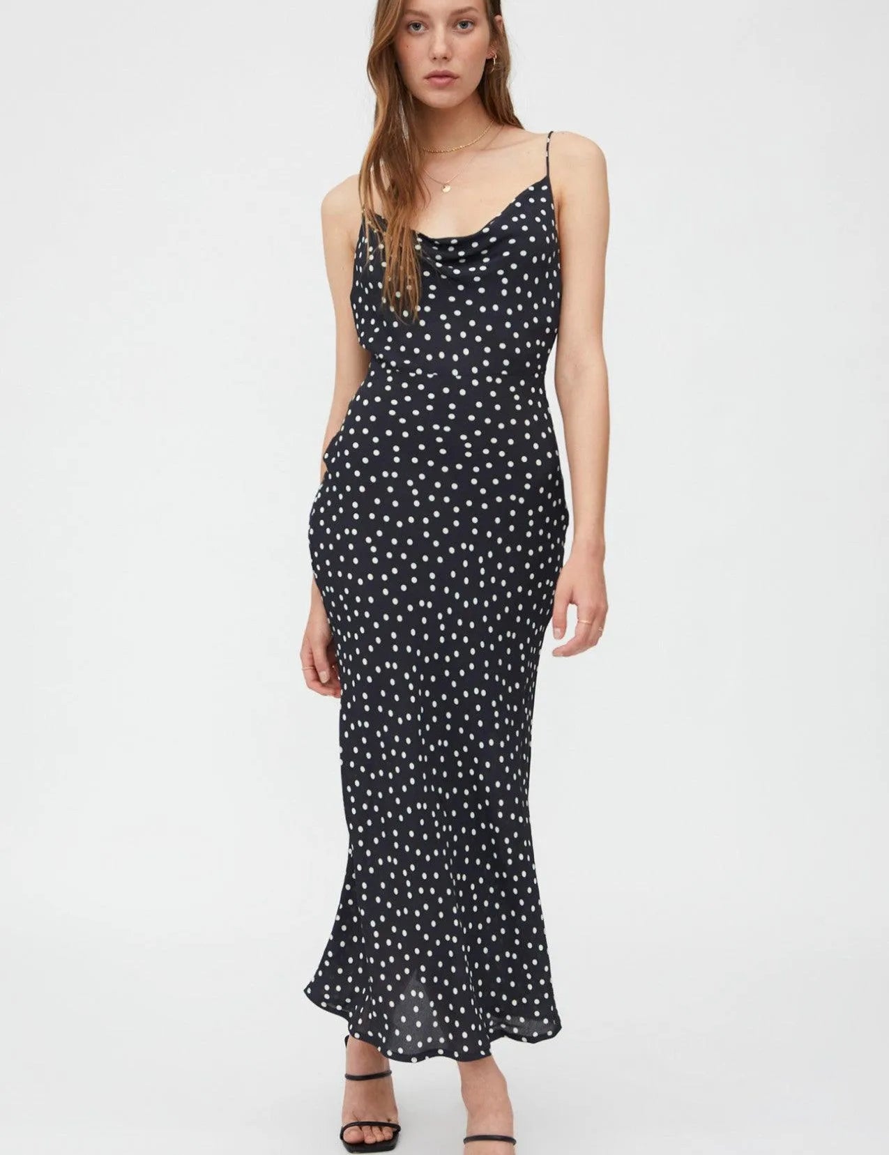 Vestido Wild Pony Midi Lencero con Estampado De Lunares - ECRU