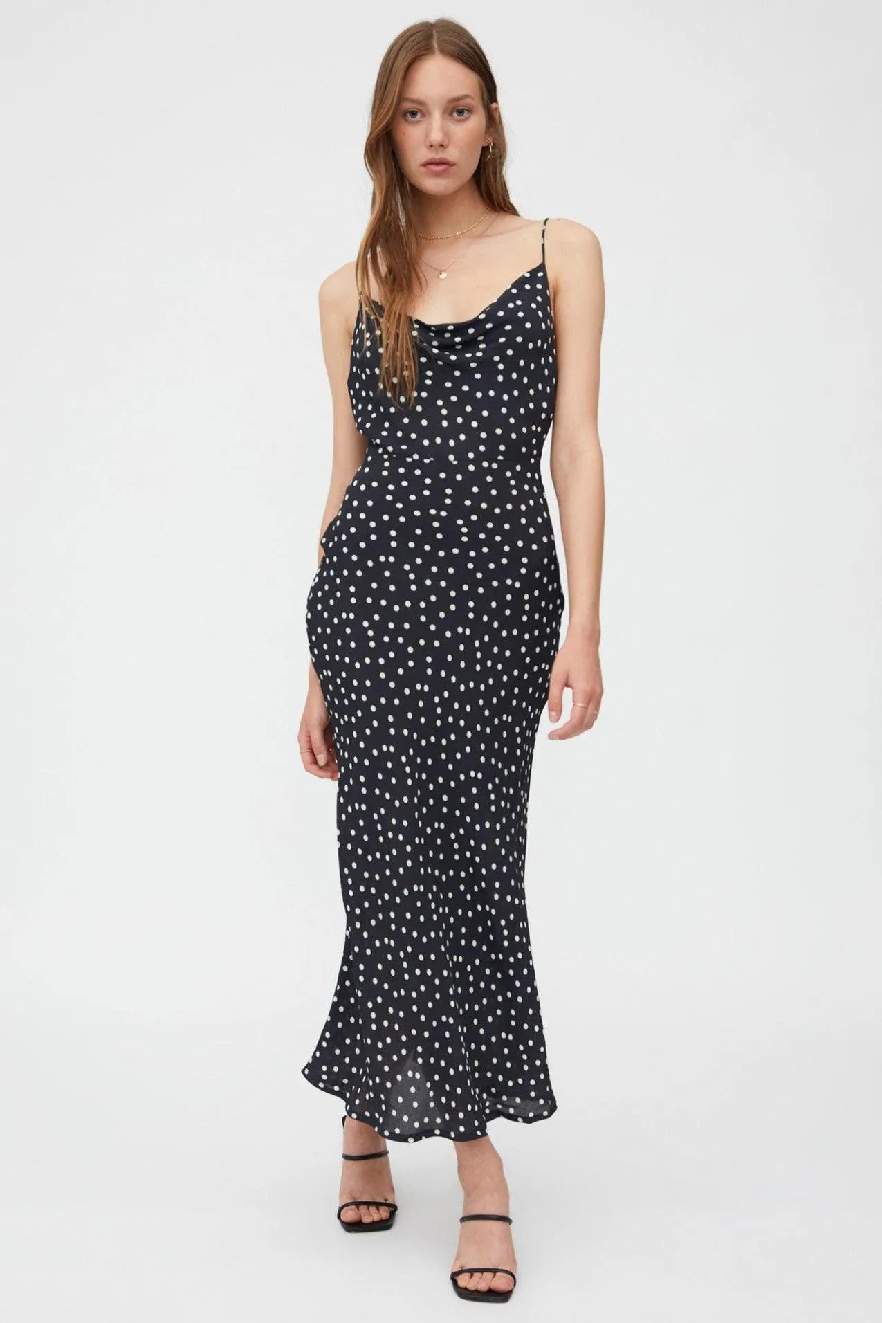 Vestido Wild Pony Midi Lencero con Estampado De Lunares - ECRU