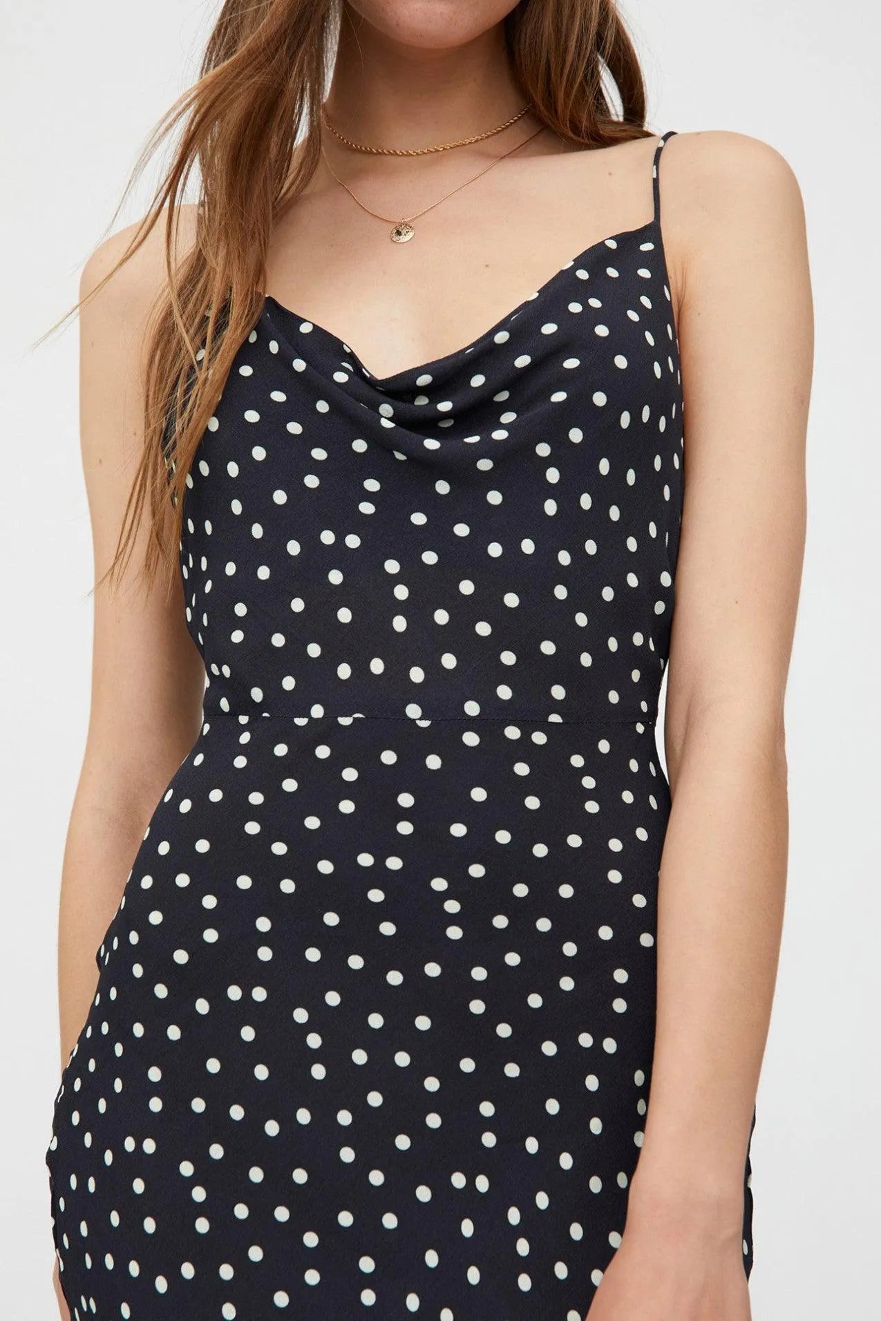 Vestido Wild Pony Midi Lencero con Estampado De Lunares - ECRU