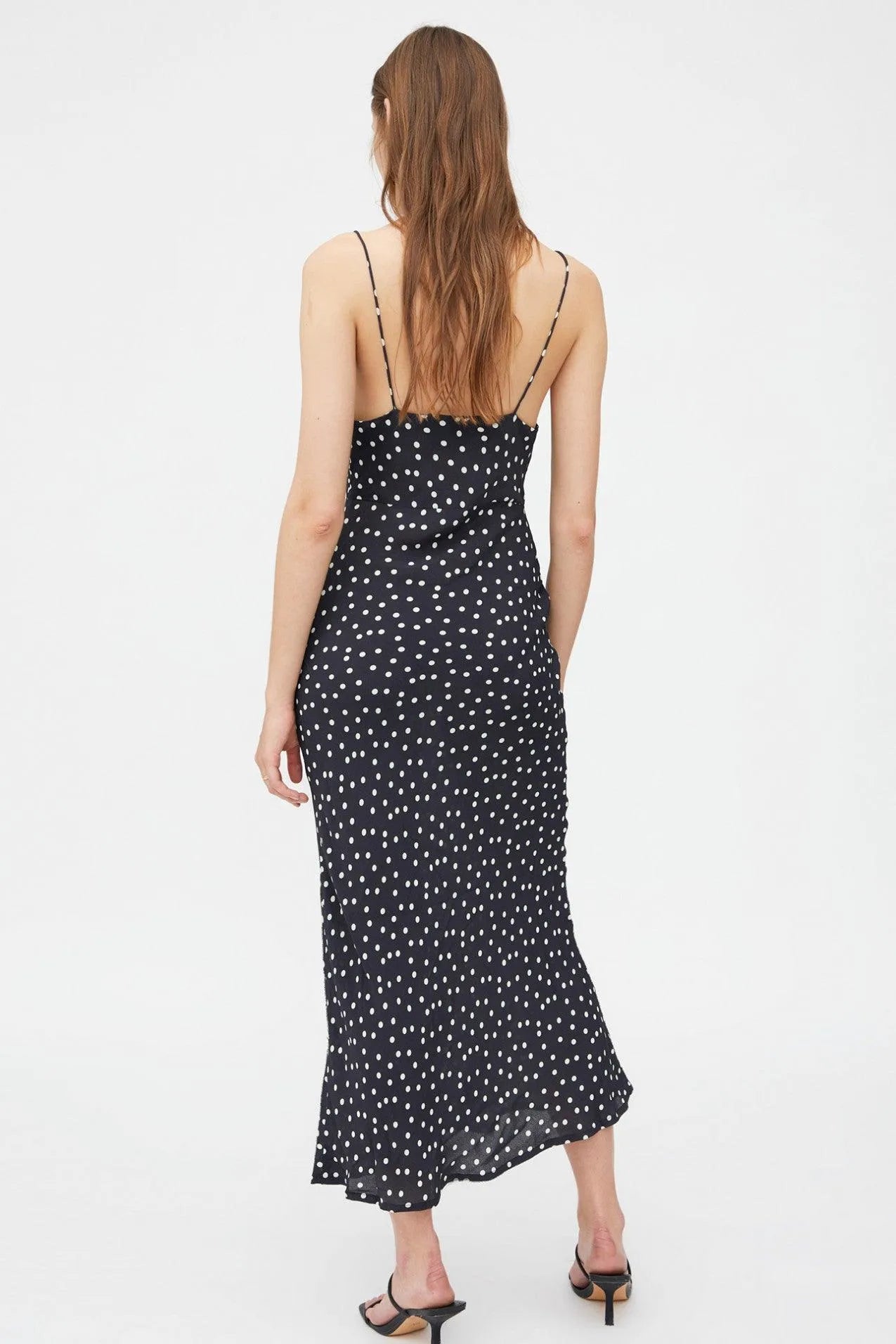 Vestido Wild Pony Midi Lencero con Estampado De Lunares - ECRU