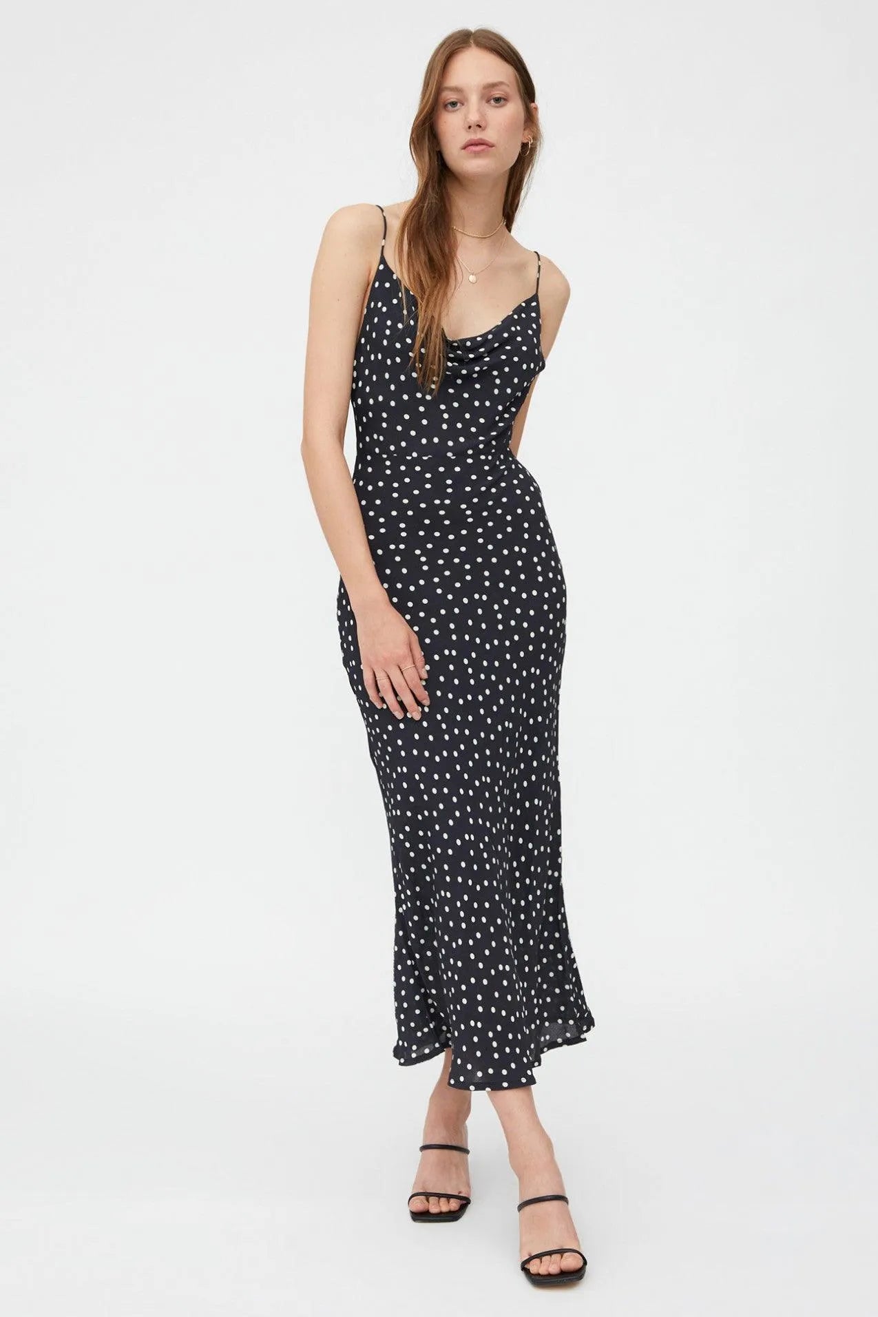 Vestido Wild Pony Midi Lencero con Estampado De Lunares - ECRU