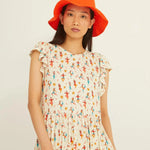 Vestido Xantik Corto Manga Volante Bollywood - ECRU