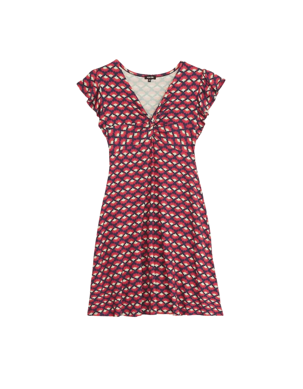 Vestido Xantik Nudo Manga Volante Turkey Feather - ECRU